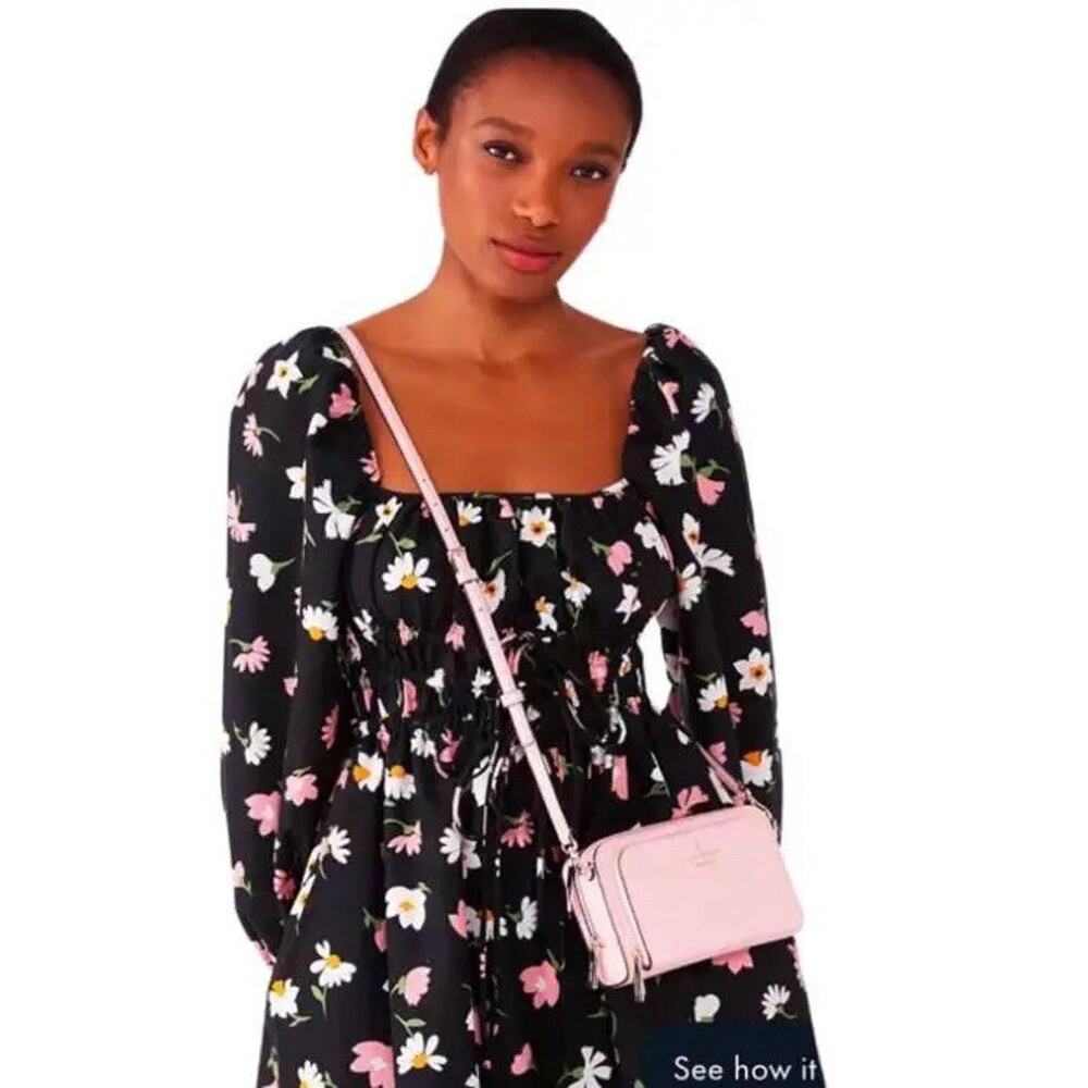 Kate Spade Staci Dual Zip Around Crossbody Quartz Pink Leather WLR00410 NWT $259 - Picture 3 of 5